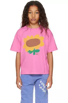 Детская розовая футболка с подсолнухом Bobo Choses