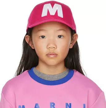 Детская розовая кепка с логотипом Marni