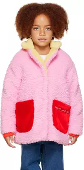 Детская розовая куртка из искусственной овчины с вышивкой Marc Jacobs