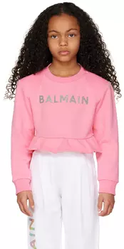 Детская розовая толстовка с оборками Balmain