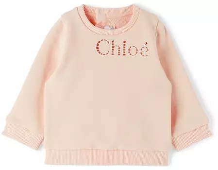 Детская розовая толстовка с вышитым логотипом Chlo