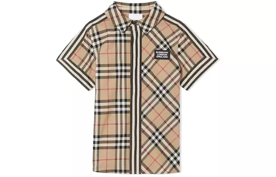 Детская рубашка Burberry, цвет Archive Beige