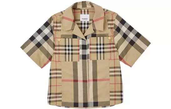 Детская рубашка Burberry, цвет Archive Beige