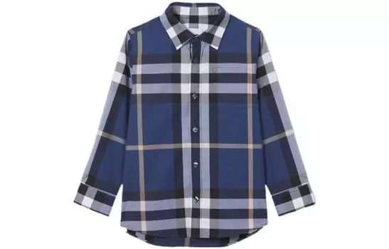 Детская рубашка Burberry, цвет Blue