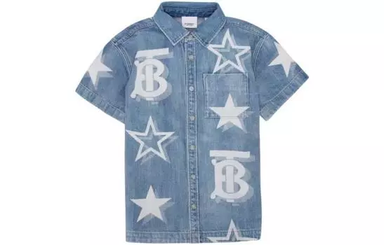 Детская рубашка Burberry, цвет Blue