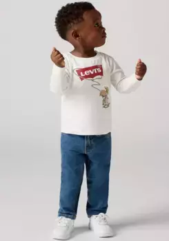 Детская рубашка Levi's с длинными рукавами "LVB COWBOY LEVI BATWING TEE", с игривым принтом спереди Levi'S Kids, цвет Levi'S Egret