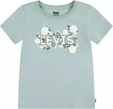 Детская рубашка Levi's с принтом "LVG WILDFLOWERS BATWING TEE" с цветочными деталями, связанными крючком, для ДЕВОЧЕК Levi'S Kids, синий