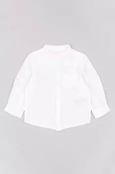 Детская рубашка на молнии из смесового льна Zippy, белый