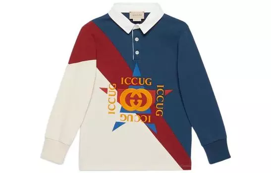 Рубашка-поло детская Gucci, синий / белый / красный