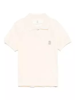 Детская рубашка-поло из пике Brunello Cucinelli Brunello Cucinelli Kids, нейтральный