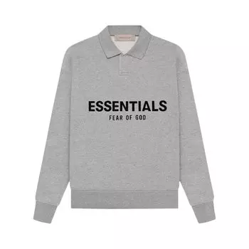 Детская рубашка-поло с длинными рукавами Fear of God Essentials, цвет Темная овсянка
