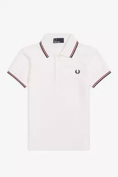 Детская рубашка-поло с двойной окантовкой Fred Perry, белый