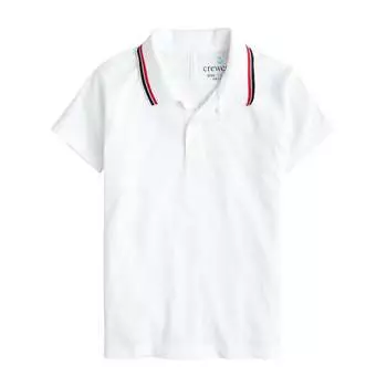 Детская рубашка-поло с отделкой пике белого цвета J.Crew