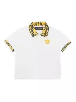 Детская рубашка-поло с вышивкой Baroque Medusa Versace, черный