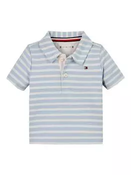 Детская рубашка поло в полоску в рубчик Tommy Hilfiger, цвет Breezy Blue/Multi