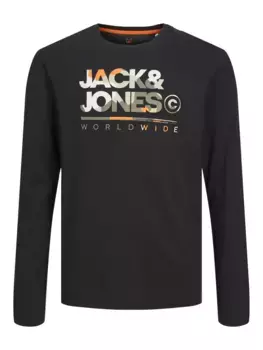 Детская рубашка с длинными рукавами Jack & Jones "JJLUKE TEE LS CREW NECK JNR" Jack & Jones Junior, черный