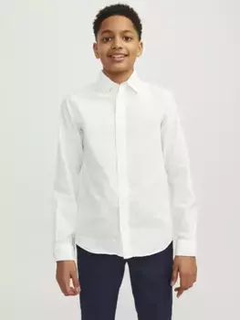 Детская рубашка с длинными рукавами Jack & Jones "JJELINEN BLEND SHIRT LS SN JNR" Jack & Jones Junior, белый