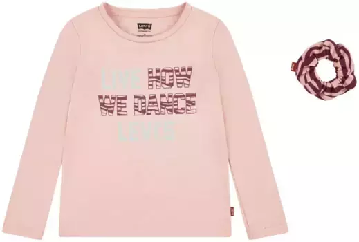 Детская рубашка с длинными рукавами Levi's "LVG LS ZEBRA TEE With SCRUNCHI", для ДЕВОЧЕК Levi'S Kids, цвет Pinkicing
