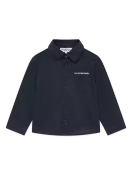 Детская рубашка с вышитым логотипом Emporio Armani Emporio Armani Kids, синий