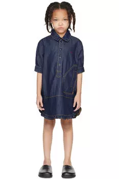 Детская рубашка темно-синего цвета из денима Marni