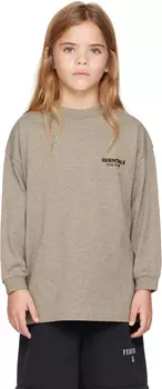 Детская серая футболка с длинным рукавом из джерси Fear of God ESSENTIALS, Heather gray