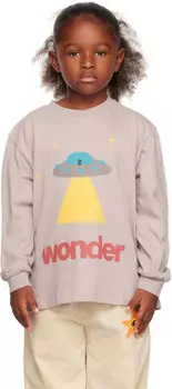 Детская серая футболка с длинным рукавом \Космический корабль\"" Jellymallow