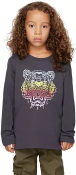 Детская серая футболка с тигром Kenzo
