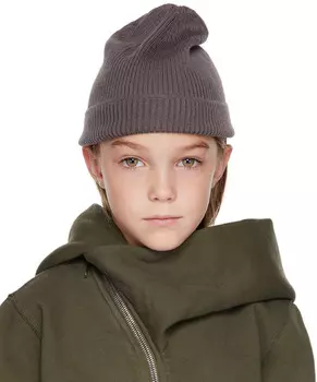 Детская серая вязаная шапка в рубчик Rick Owens