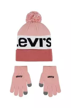 Детская шапка и перчатки Levi's., розовый