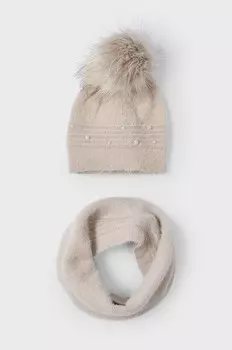 Детская шапка и перчатки. Mayoral, бежевый