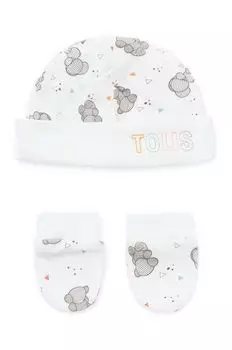 Детская шапка и перчатки Tous, белый