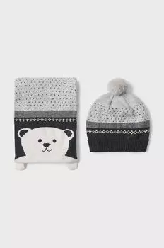 Детская шапка и шарф из смесовой шерсти Mayoral, серый