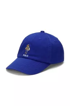 Детская шапка Polo Ralph Lauren с хлопковым козырьком, синий