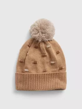 Детская шапка с помпоном. Gap, коричневый