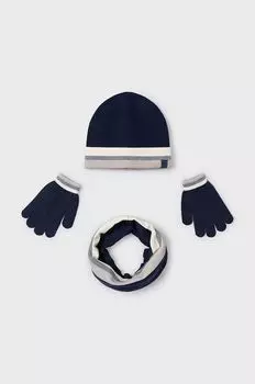 Детская шапка, шарф и перчатки. Mayoral, темно-синий