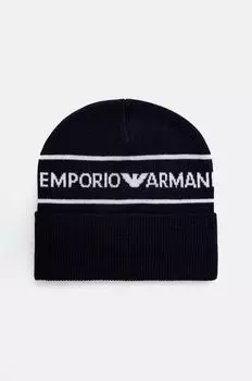 Детская шерстяная шапка Emporio Armani, темно-синий