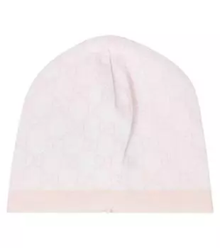 Детская шерстяная шапка GG Gucci Kids, цвет ivory/pink