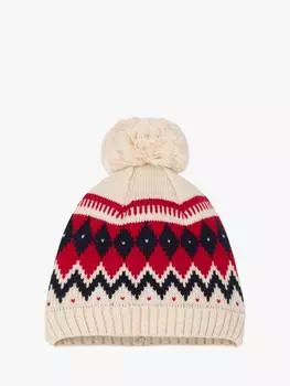 Детская шерстяная шапочка с помпоном Petit Bateau, цвет Avalanche/Multi