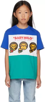 Детская сине-зеленая футболка Baby Milo Junk Food BAPE