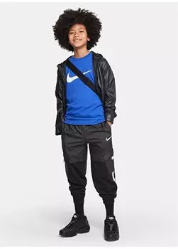 Детская синяя футболка с круглым вырезом DZ5628-480 B ФУТБОЛКА NSW REPEAT SW SS Nike, синий