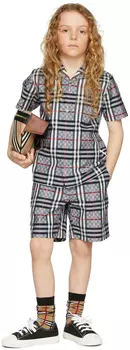 Детская синяя клетчатая рубашка Burberry