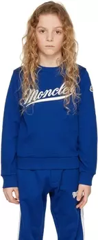 Детская синяя толстовка с вышивкой Moncler Enfant