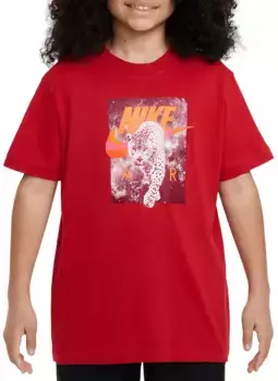 Детская спортивная футболка Nike с леопардовым принтом, цвет University Red