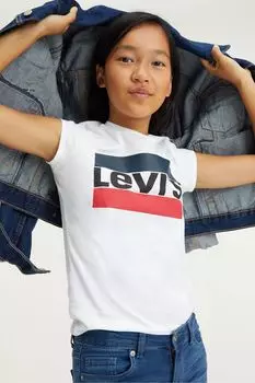 Детская спортивная футболка с логотипом Levi's, белый