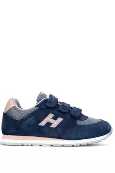 Детская спортивная обувь из натуральной кожи цвета темного индиго-пудры Hammer Jack