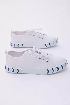 Детская спортивная обувь унисекс белого и синего цвета с удобной посадкой и деталями из резиновой кружевной ткани со стрелками TONNY BLACK