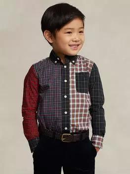Детская спортивная рубашка в клетку с логотипом Ralph Lauren, мульти развлечения