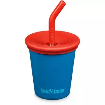 Детская стальная чашка с соломенной крышкой Klean Kanteen, синий