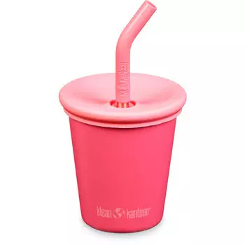 Детская стальная чашка с соломенной крышкой Klean Kanteen, розовый