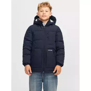 Детская стеганая куртка Jack & Jones «JJEOTTO PUFFER JACKET SN JNR», с капюшоном Jack & Jones Junior, темно-синий